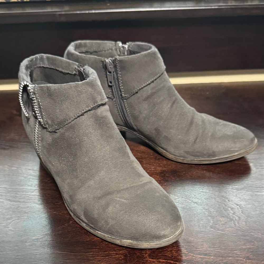 Gray Suede Ankle Boots